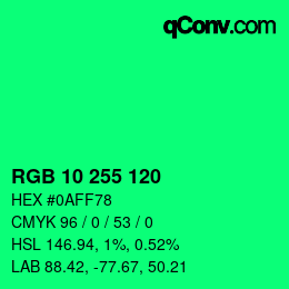 颜色代码: RGB 10 255 120 | qconv.com