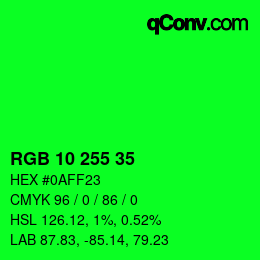 颜色代码: RGB 10 255 35 | qconv.com