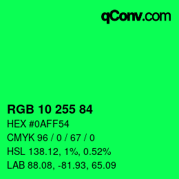 カラーコード: RGB 10 255 84 | qconv.com
