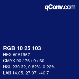 Color code: RGB 10 25 103 | qconv.com