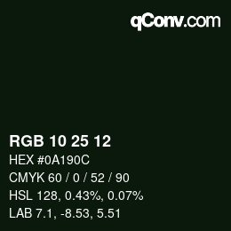 カラーコード: RGB 10 25 12 | qconv.com