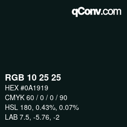 カラーコード: RGB 10 25 25 | qconv.com