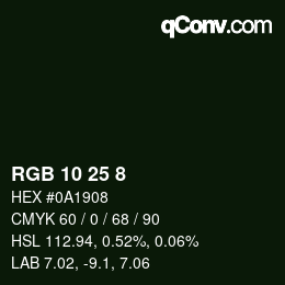 Color code: RGB 10 25 8 | qconv.com