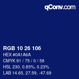 Color code: RGB 10 26 106 | qconv.com