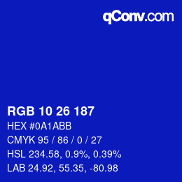 Color code: RGB 10 26 187 | qconv.com