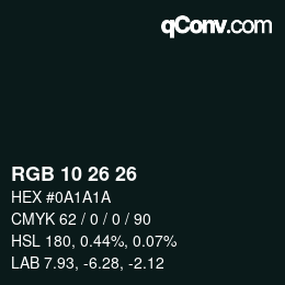Color code: RGB 10 26 26 | qconv.com