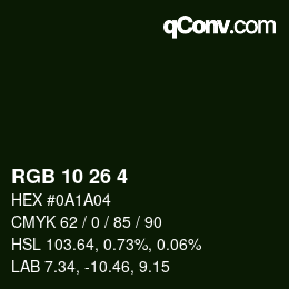 カラーコード: RGB 10 26 4 | qconv.com