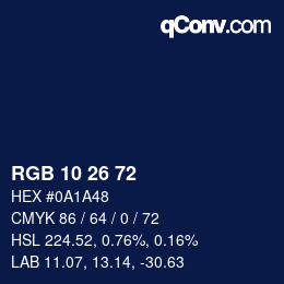 Color code: RGB 10 26 72 | qconv.com