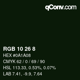 Código de color: RGB 10 26 8 | qconv.com