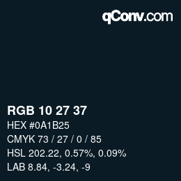 Color code: RGB 10 27 37 | qconv.com