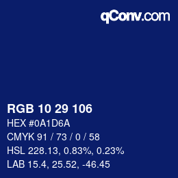 Color code: RGB 10 29 106 | qconv.com