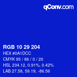 颜色代码: RGB 10 29 204 | qconv.com