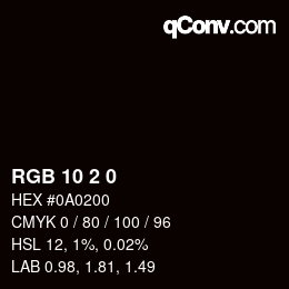 颜色代码: RGB 10 2 0 | qconv.com