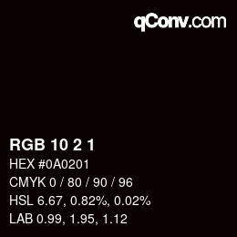 カラーコード: RGB 10 2 1 | qconv.com