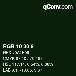 Color code: RGB 10 30 9 | qconv.com
