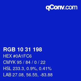 Color code: RGB 10 31 198 | qconv.com