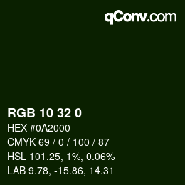 カラーコード: RGB 10 32 0 | qconv.com