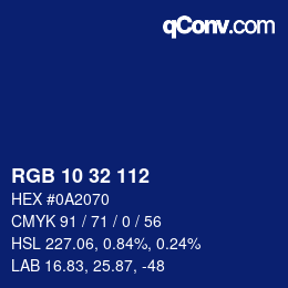 Color code: RGB 10 32 112 | qconv.com