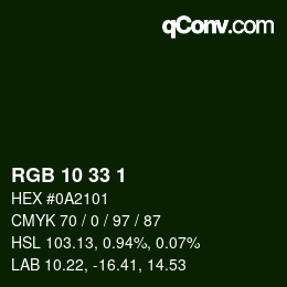 Color code: RGB 10 33 1 | qconv.com