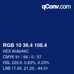 カラーコード: RGB 10 36.4 108.4 | qconv.com