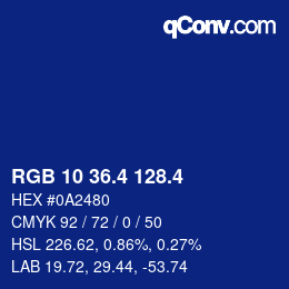 カラーコード: RGB 10 36.4 128.4 | qconv.com