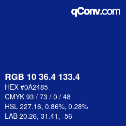 カラーコード: RGB 10 36.4 133.4 | qconv.com
