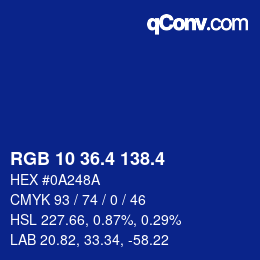 カラーコード: RGB 10 36.4 138.4 | qconv.com