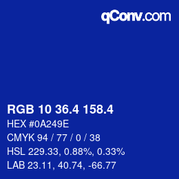 カラーコード: RGB 10 36.4 158.4 | qconv.com