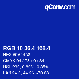 カラーコード: RGB 10 36.4 168.4 | qconv.com