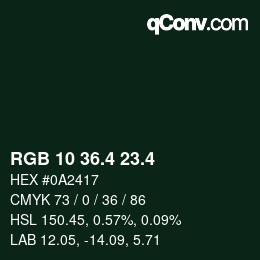 カラーコード: RGB 10 36.4 23.4 | qconv.com