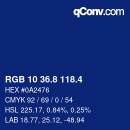 カラーコード: RGB 10 36.8 118.4 | qconv.com