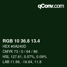 カラーコード: RGB 10 36.8 13.4 | qconv.com