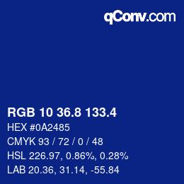 カラーコード: RGB 10 36.8 133.4 | qconv.com