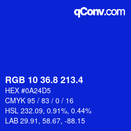 カラーコード: RGB 10 36.8 213.4 | qconv.com