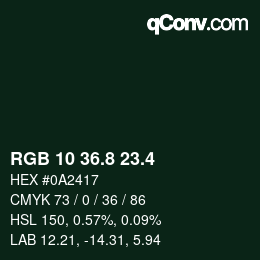 カラーコード: RGB 10 36.8 23.4 | qconv.com