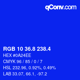 カラーコード: RGB 10 36.8 238.4 | qconv.com