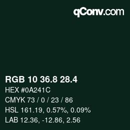 カラーコード: RGB 10 36.8 28.4 | qconv.com