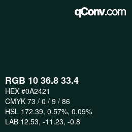 カラーコード: RGB 10 36.8 33.4 | qconv.com