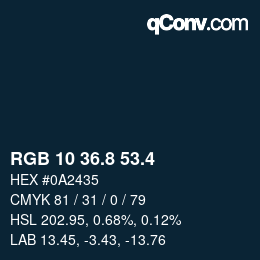 カラーコード: RGB 10 36.8 53.4 | qconv.com