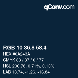 カラーコード: RGB 10 36.8 58.4 | qconv.com