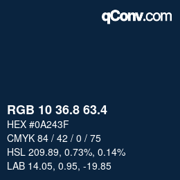 カラーコード: RGB 10 36.8 63.4 | qconv.com