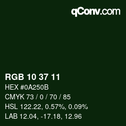 Color code: RGB 10 37 11 | qconv.com