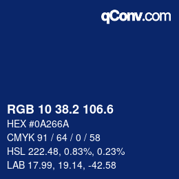 カラーコード: RGB 10 38.2 106.6 | qconv.com