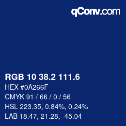 カラーコード: RGB 10 38.2 111.6 | qconv.com