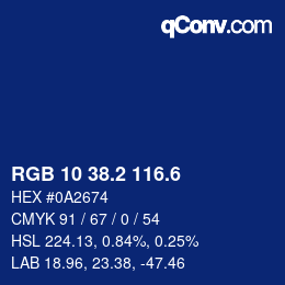 カラーコード: RGB 10 38.2 116.6 | qconv.com