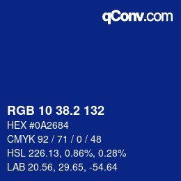 カラーコード: RGB 10 38.2 132 | qconv.com