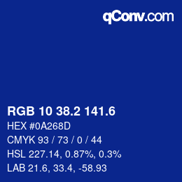 カラーコード: RGB 10 38.2 141.6 | qconv.com
