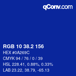 カラーコード: RGB 10 38.2 156 | qconv.com