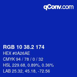 カラーコード: RGB 10 38.2 174 | qconv.com