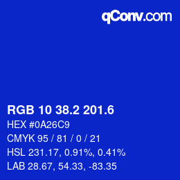 カラーコード: RGB 10 38.2 201.6 | qconv.com